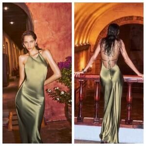 Reformation Jeany Silk Mini Dress Moss Garden XS